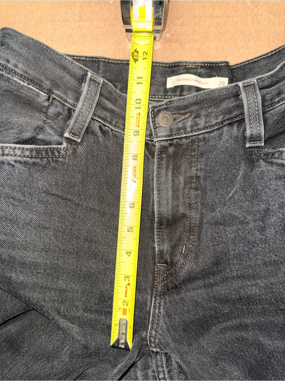 Levi’s 94 Baggy Wide Leg Jeans Black Wash High Rise W29 L31 100% Cotton - Picture 7 of 11